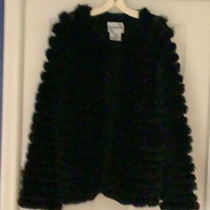 Sheared Rabbit Coat Chico’s sz 3. Soft & warm